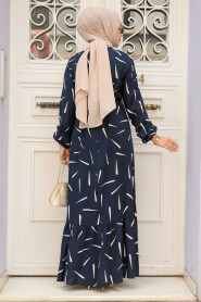 Modest Navy Blue Maxi Dress 23431L - 3