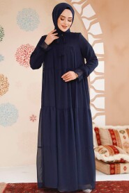 Modest Navy Blue Maxi Dress 23601L - 3