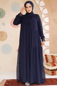 Modest Navy Blue Maxi Dress 23601L - 2