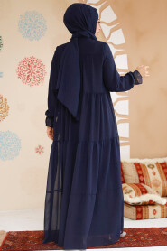 Modest Navy Blue Maxi Dress 23601L - 4