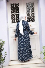 Modest Navy Blue Maxi Dress 23924L - 3