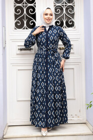 Modest Navy Blue Maxi Dress 23924L - 2