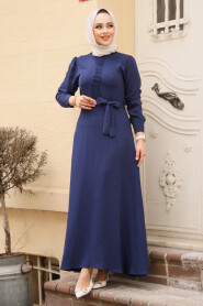 Modest Navy Blue Maxi Dress 6621L - 2