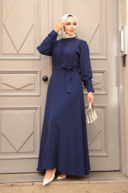 Modest Navy Blue Maxi Dress 6621L - 2