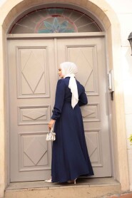 Modest Navy Blue Maxi Dress 6621L - 3
