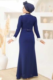 Modest Navy Blue Muslim Bridal Dress 46631L - 4