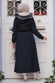 Modest Navy Blue Parka Coat 90281L - 5