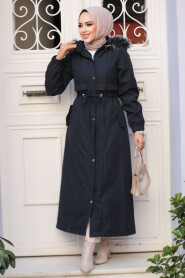 Modest Navy Blue Parka Coat 90281L - 3