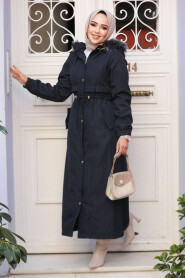 Modest Navy Blue Parka Coat 90281L - 4