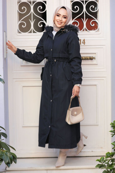 Modest Navy Blue Parka Coat 90281L - Neva-style.com