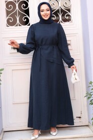 Modest Navy Blue Pastel Dress 19042L - 3