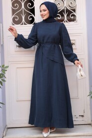 Modest Navy Blue Pastel Dress 19042L - 1