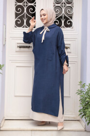 Modest Navy Blue Pastel Dress 76612L - 1