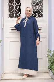 Modest Navy Blue Pastel Dress 76612L - 2