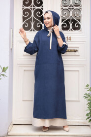 Modest Navy Blue Pastel Dress 76612L - 3
