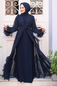 Modest Navy Blue Plus Size Abaya 25904L - 4