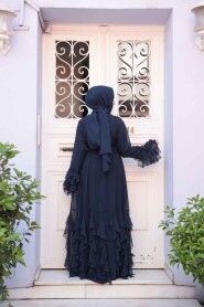 Modest Navy Blue Plus Size Abaya 25904L - 5