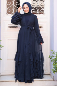 Modest Navy Blue Plus Size Abaya 25904L - 2