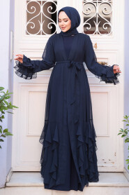 Modest Navy Blue Plus Size Abaya 25904L - 3