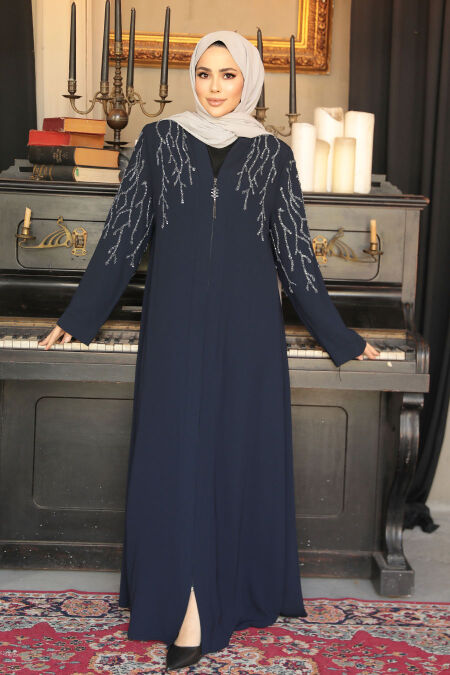 Modest Navy Blue Plus Size Abaya 29110L - NEVA STYLE