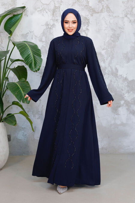 Modest Navy Blue Plus Size Abaya 29117L - NEVA STYLE