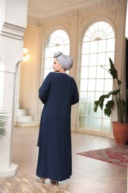 Modest Navy Blue Plus Size Abaya 29121L - 4