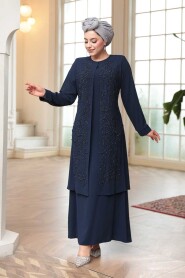 Modest Navy Blue Plus Size Abaya 29121L - 2