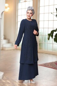 Modest Navy Blue Plus Size Abaya 29121L - 3