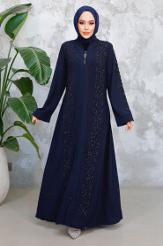 Modest Navy Blue Plus Size Abaya 29123L 