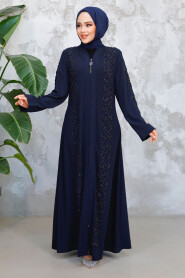 Modest Navy Blue Plus Size Abaya 29123L - 3