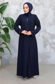 Modest Navy Blue Plus Size Abaya 29123L - 4