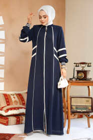 Modest Navy Blue Plus Size Abaya 41566L - 1