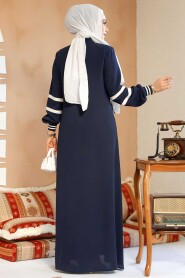 Modest Navy Blue Plus Size Abaya 41566L - 3