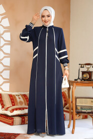 Modest Navy Blue Plus Size Abaya 41566L - 2