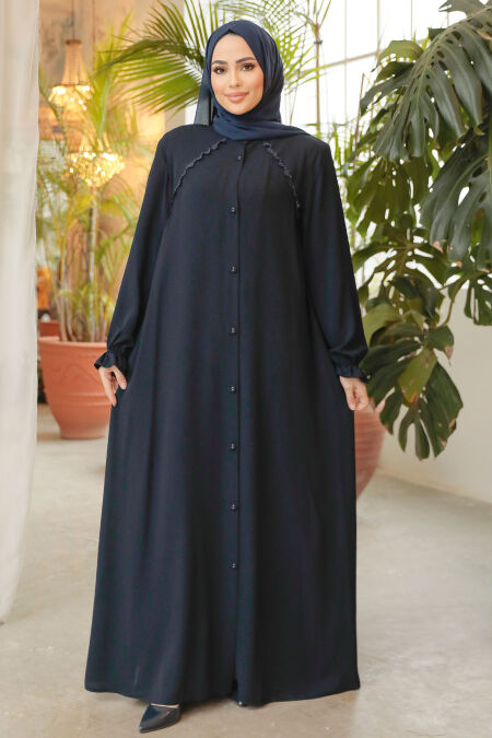 Modest Navy Blue Plus Size Abaya 45275L - NEVA STYLE