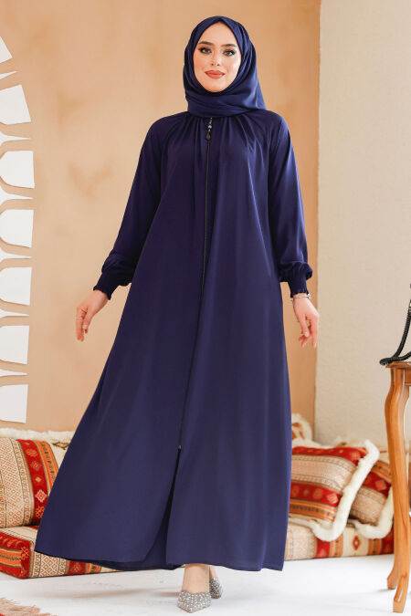 Modest Navy Blue Plus Size Abaya 45293L - NEVA STYLE