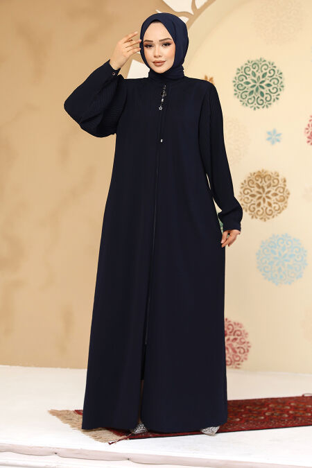 Modest Navy Blue Plus Size Abaya 45296L - NEVA STYLE