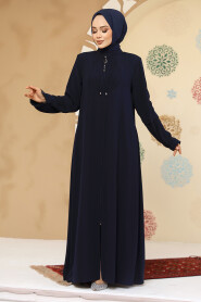 Modest Navy Blue Plus Size Abaya 45298L - 1