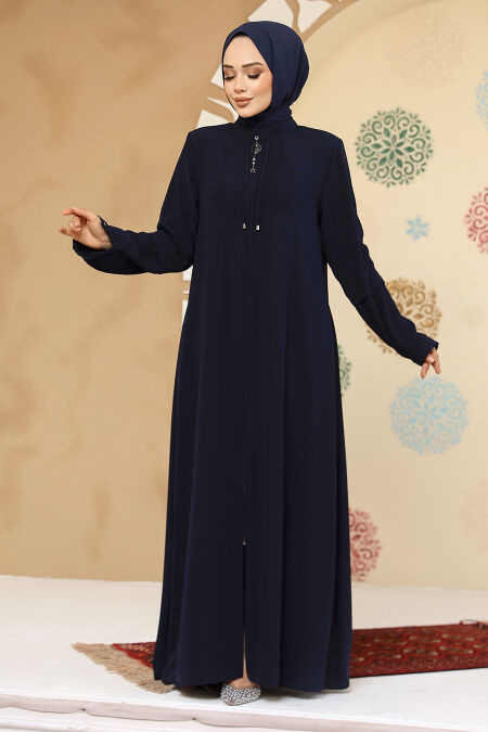 Modest Navy Blue Plus Size Abaya 45298L - NEVA STYLE