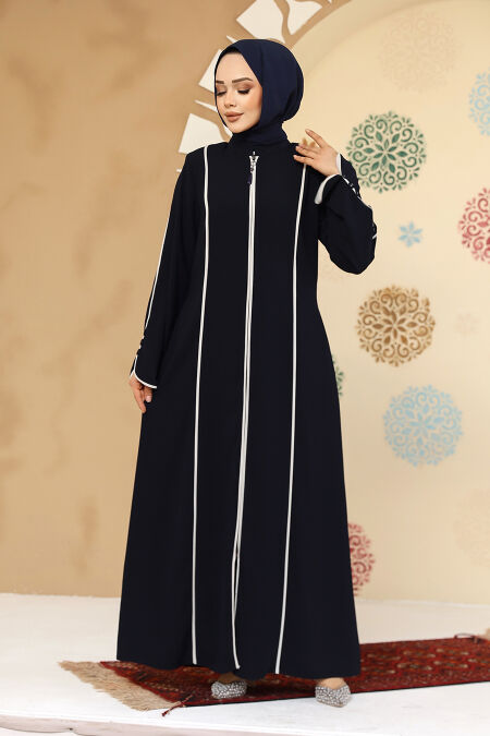 Modest Navy Blue Plus Size Abaya 45300L - NEVA STYLE