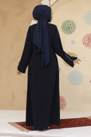 Modest Navy Blue Plus Size Abaya 45300L - 3