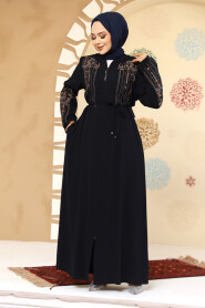 Modest Navy Blue Plus Size Abaya 45302L - 1