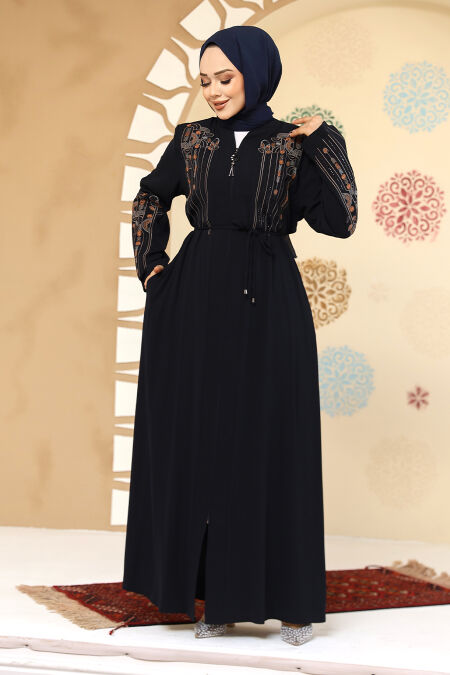 Modest Navy Blue Plus Size Abaya 45302L - NEVA STYLE