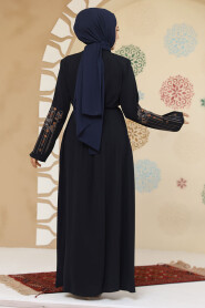 Modest Navy Blue Plus Size Abaya 45302L - 3