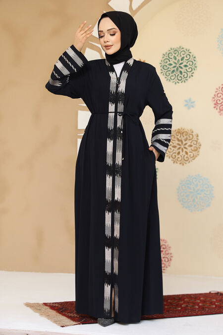 Modest Navy Blue Plus Size Abaya 45303L - NEVA STYLE
