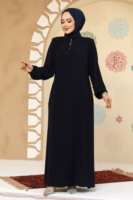 Modest Navy Blue Plus Size Abaya 45304L - NEVA STYLE