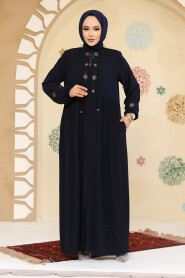 Modest Navy Blue Plus Size Abaya 45305L - 2