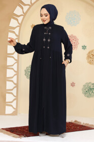 Modest Navy Blue Plus Size Abaya 45305L 