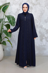 Modest Navy Blue Plus Size Abaya Dubai 29122L 