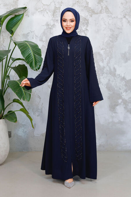 Modest Navy Blue Plus Size Abaya Dubai 29122L - NEVA STYLE